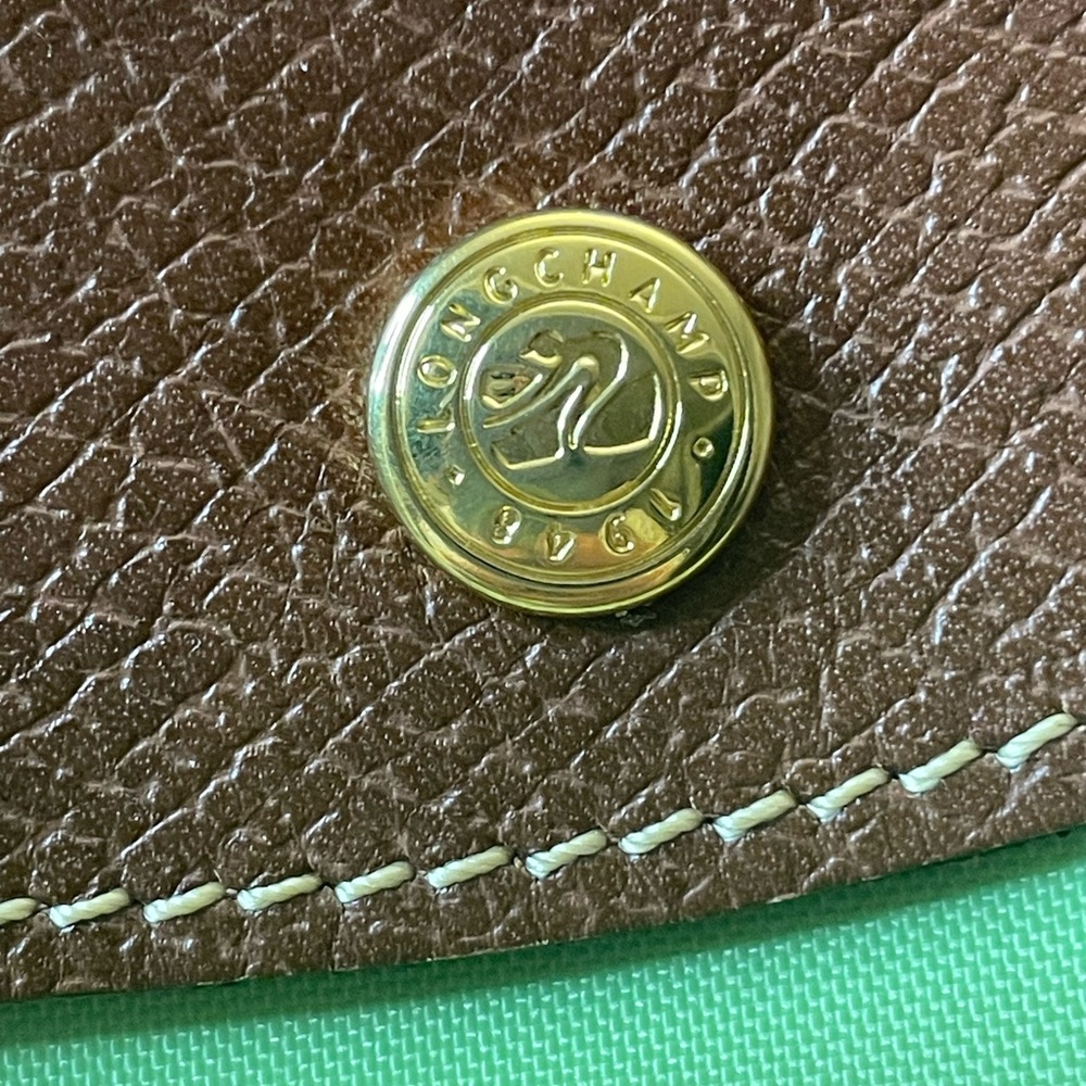 Longchamp Green and Brown Le Pliage Tote Bag Lightweight and Foldable - Picture 8 of 13